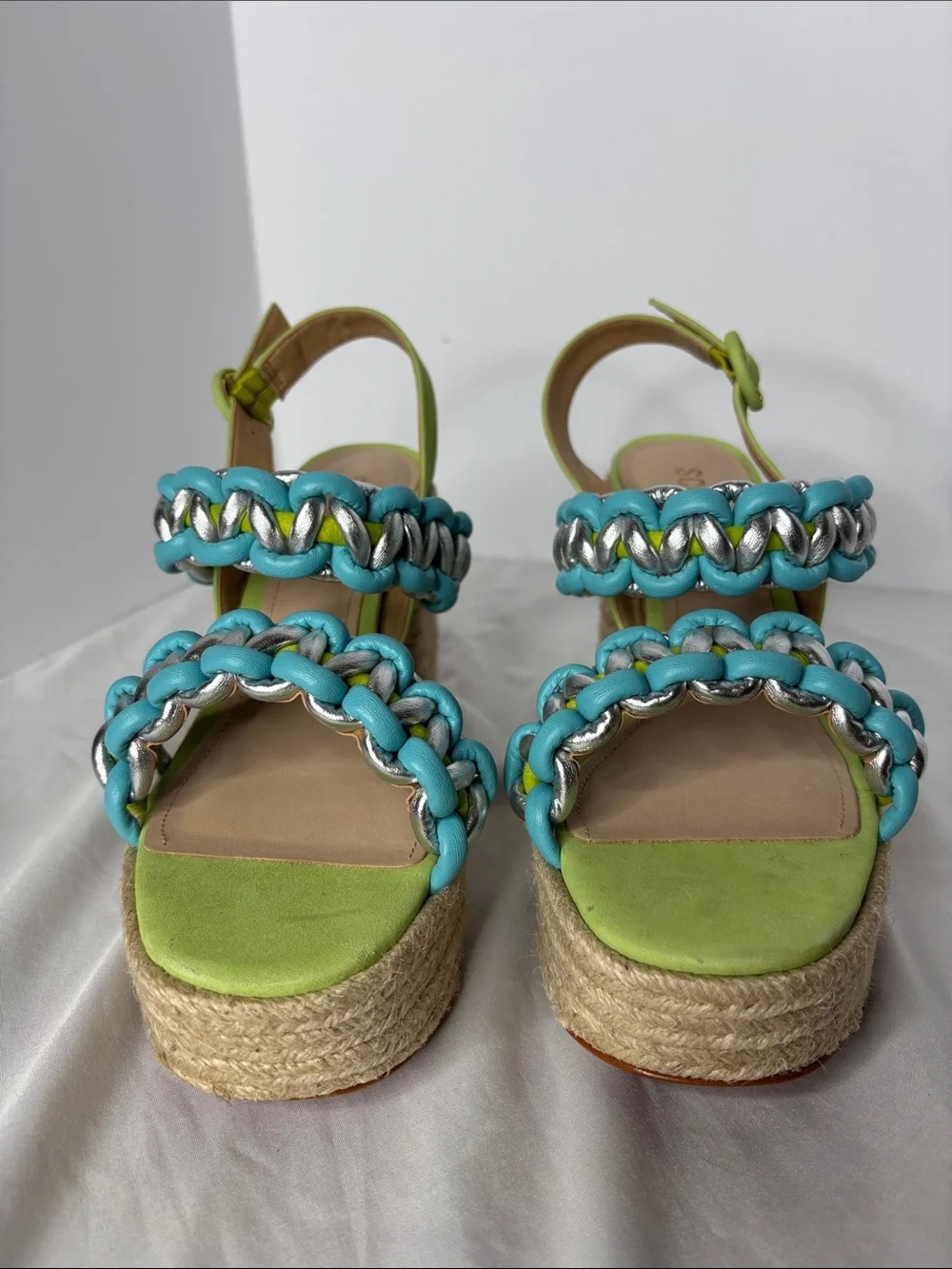 Schutz Juliet Heels in Lime Suede Leather Size 8.5B  Party Ready Vacation